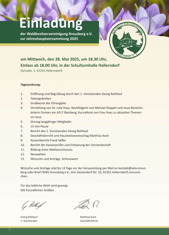 Einladung JHV 2025 WBV Kreuzberg