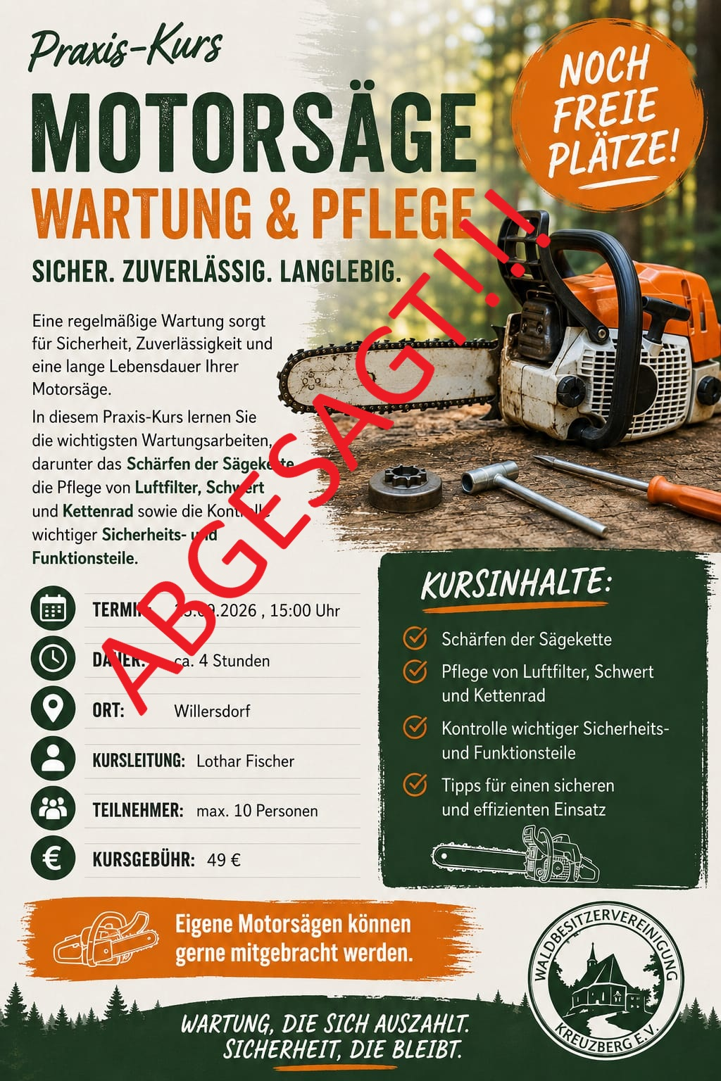 Wartung abgesagt